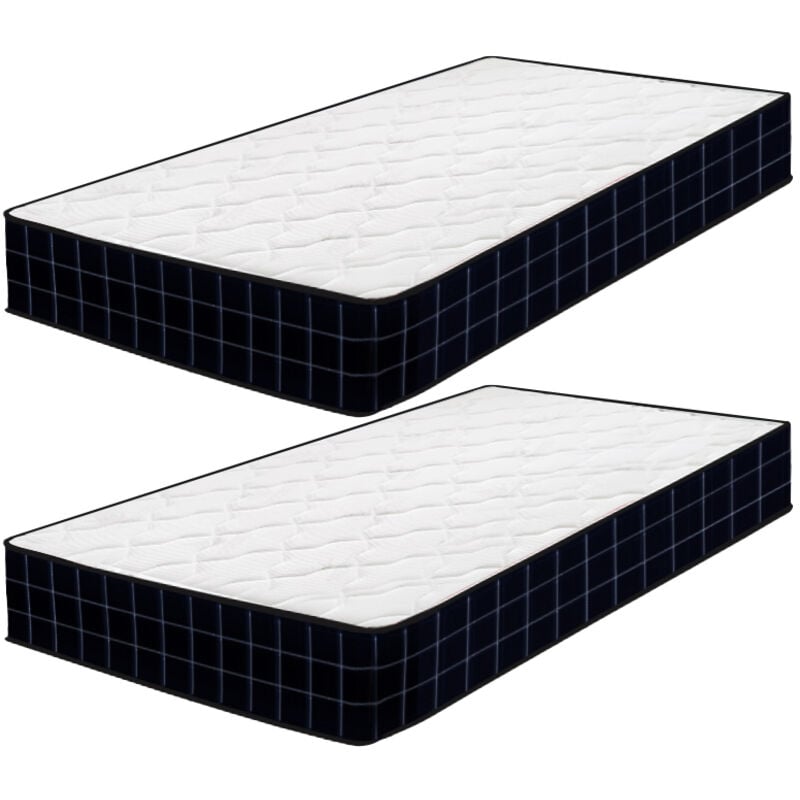 Iztoss - Matelas Lot de 2 - 80x200cm - Épaisseur 15 cm - Matelas Mousse pour Lit d'Adulte et d'enfant - Zones de Confort Mousse Adaptative (Deux