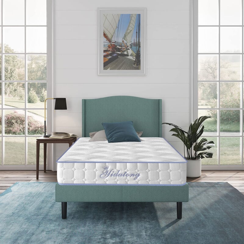 Yidatong - Matelas 90x190 cm - Ép 21cm -Ressorts ensachés - Thermorégulant-Mousse en mémoire de Gelrafraîchissant - Tissu super extensible