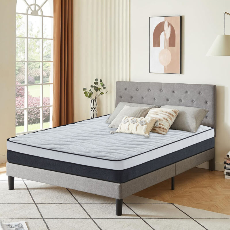 Matelas 90x190 cm - Ép 23cm - Ressorts ensachés - Mousse à mémoire de forme - Mousse ondulée confortable - Anti-acariens- 7 Zones