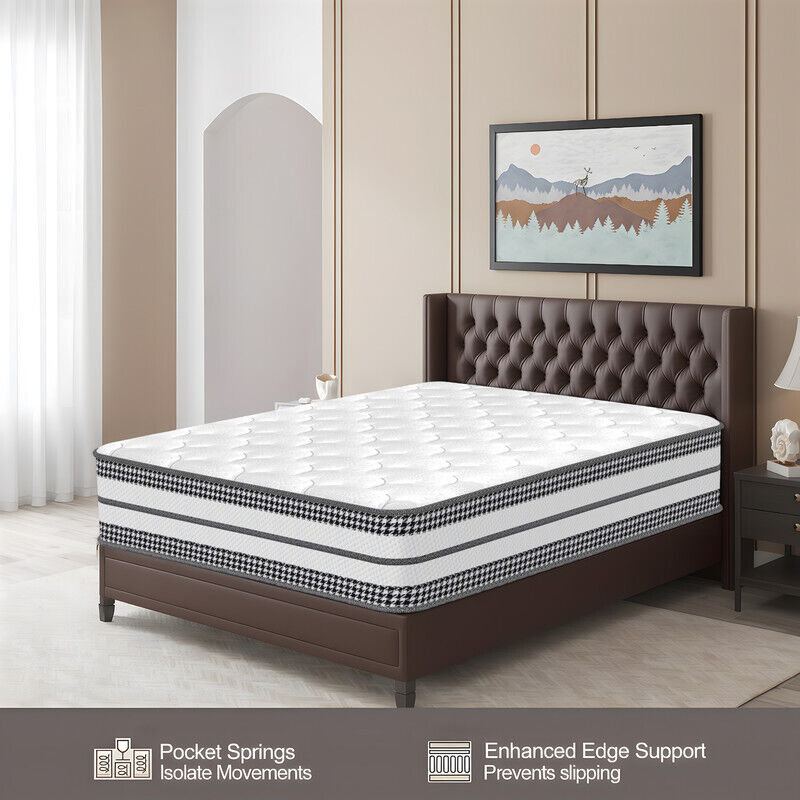 Matelas 90x190 cm - Ép 26cm - Ressorts Ensachés - 7 Zones -Matelas Hybride Haute Résilience - Moyenne Ferme -Hypoallergénique