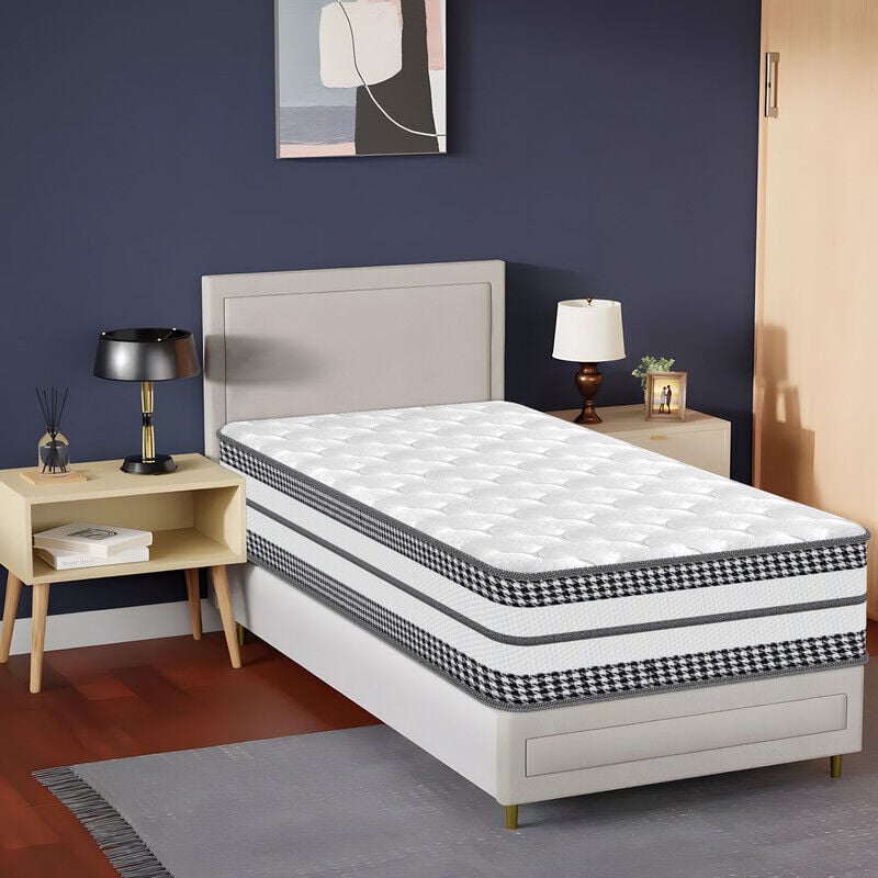 Yidatong - Matelas 90x190 cm, mémoire de forme, Ép 24cm - Matelas de luxe 10 zones de confort - Ergonomique - Matelas Perfect Sleep