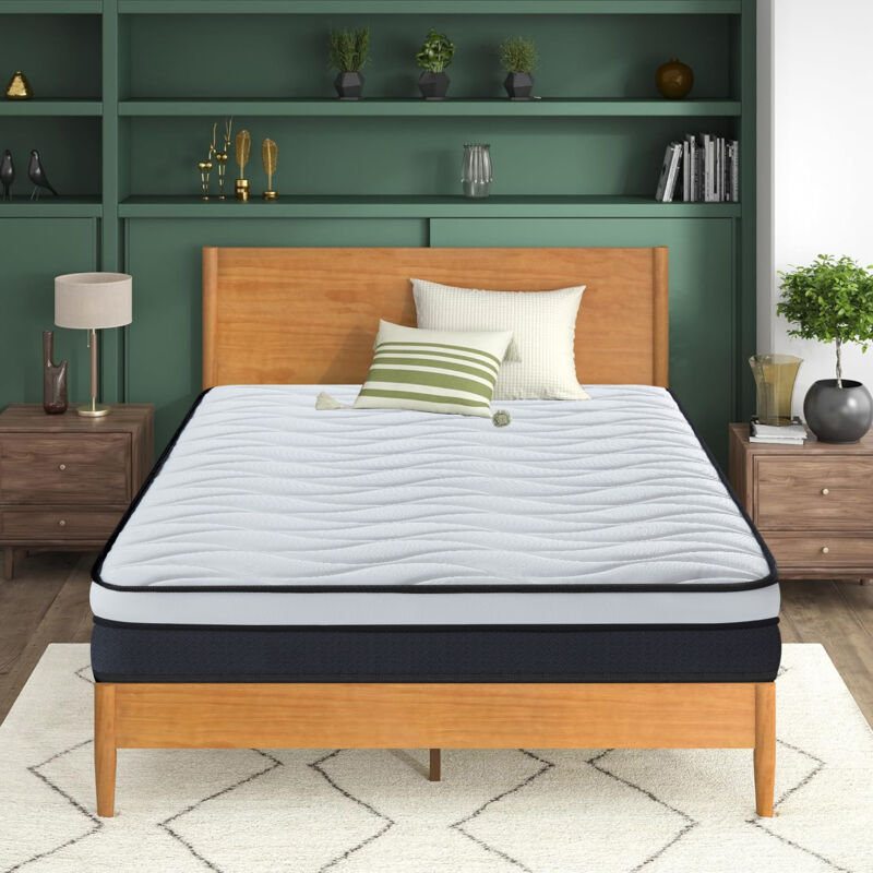 Matelas 90x190 cm Premium - Ép 24cm - Ultra Respirante - Mousse rh + Ressorts ensachés - Anti-acariens - 7 Zones de Soutien Latex