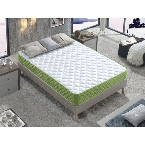 Matelas 90x190 Ideal pour Lit Juvenil | Mousse Waterfoam à Mémoire de Forme | 7 Points Ergonomiques et Anatomiques I Confort Ferme et Haute Résilience | Réversible (Face Été/Hiver) | Hyper Respirant | H15cm - Vert