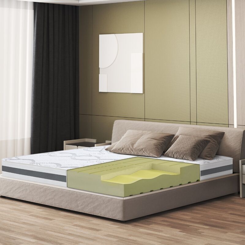 Matelas 110 x 180 à fermeté moyenne Hauteur 20 cm Propriétés orthopédiques et automodelantes Tissu hypoallergénique et respirant Fabriqué en Italie
