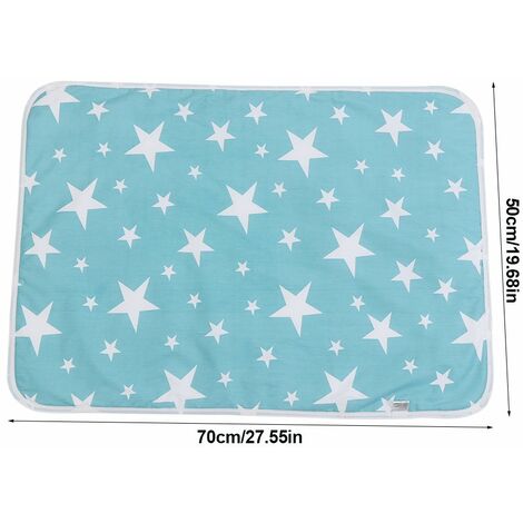 Matelas à Langer de Bébé Kits de Change Dérapage Housse Bébé Tapis Urine en Coton pour Poussette Lit de Bébé Enfant-bleu