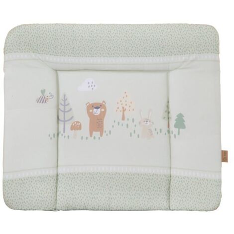 Matelas a langer - ROBA - WOODLAND BUDDIES - 85 x 75 cm - Bords réhaussés - Vert pastel motif animaux
