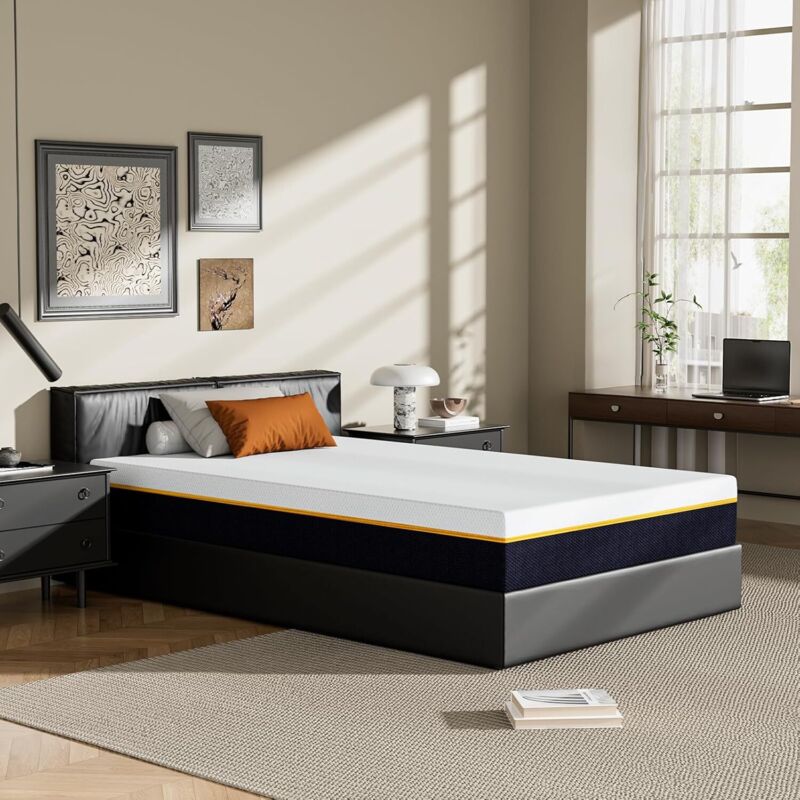 Matelas à mémoire de Forme 90x190cm Stanew, Épaisseur 21cm, Double Couche (Mousse Mémoire + Charbon Bambou) avec Housse Lavable, Respirable et
