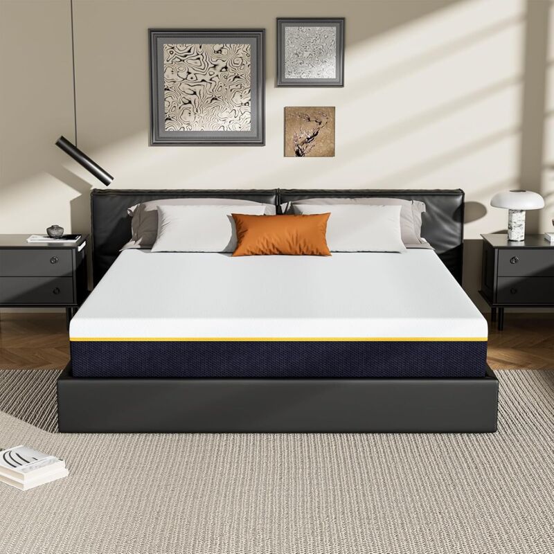 Matelas à mémoire de Forme 120x190cm Stanew, Épaisseur 21cm, Double Couche (Mousse Mémoire + Charbon Bambou) avec Housse Lavable, Respirable et