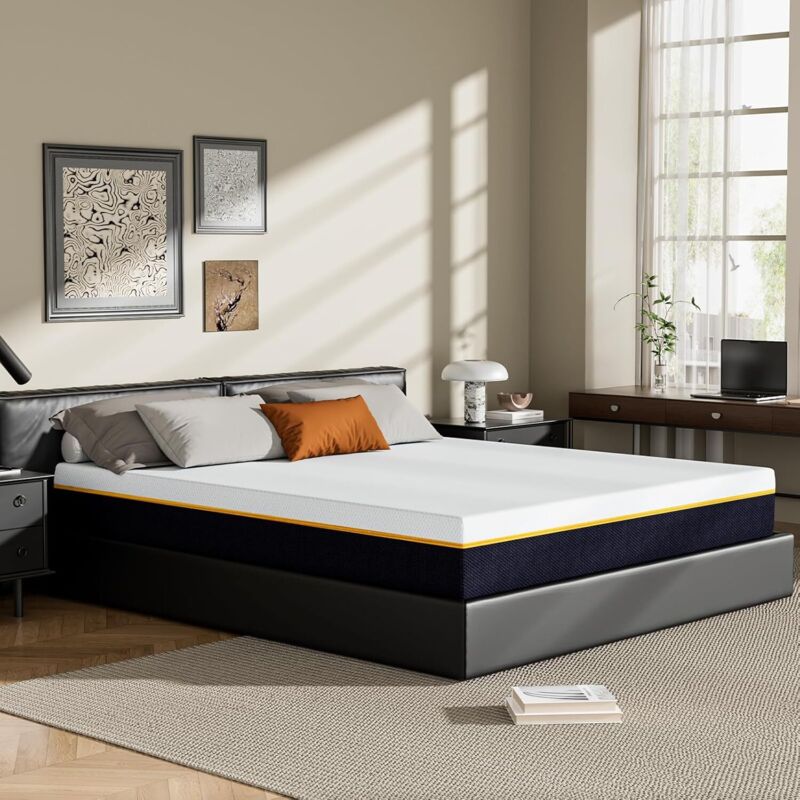 Matelas à mémoire de Forme 160x200cm Stanew, Épaisseur 17cm, Double Couche (Mousse Mémoire + Charbon Bambou) avec Housse Lavable, Respirable et