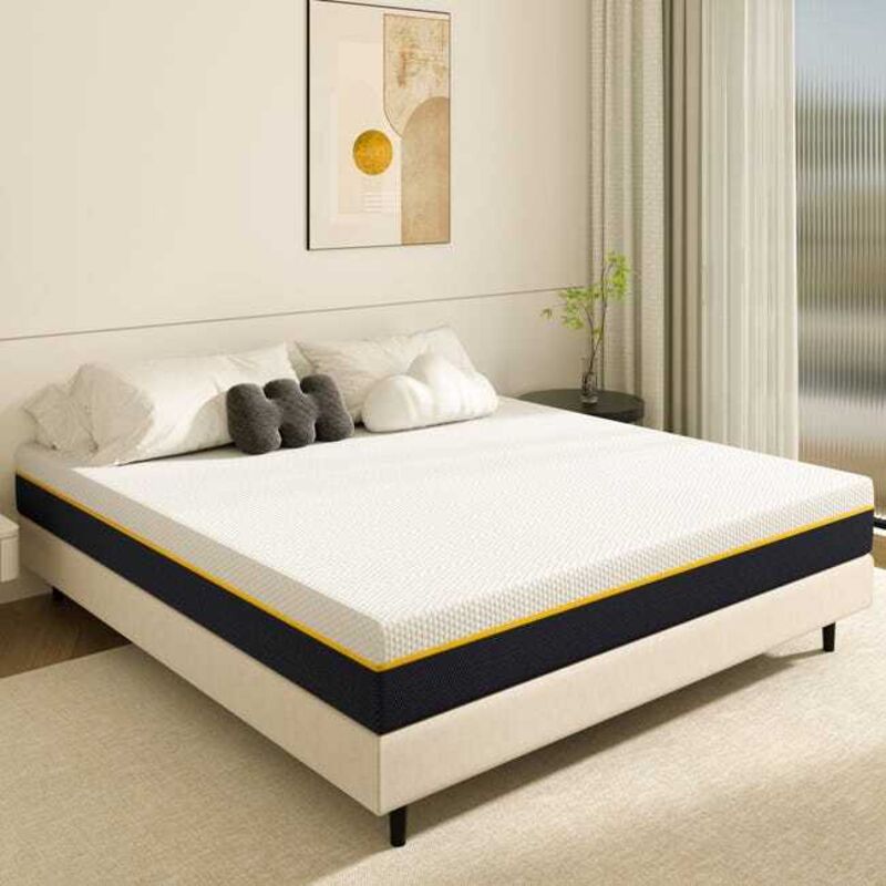 Matelas 140 x 190 cm à mémoire de forme Dewinner Haut 17 cm, Matelas en Mousse à mémoire de Forme, éponge en fibre de charbon de bambou, Double