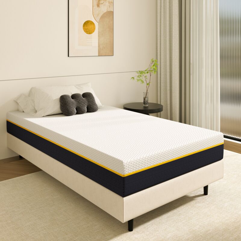 DEWINNER Matelas à mémoire de forme 90 x 200 cm, Haut 17cm, éponge en fibre de charbon de bambou, 7 zones différenciées Orthopédique, Anatomique,