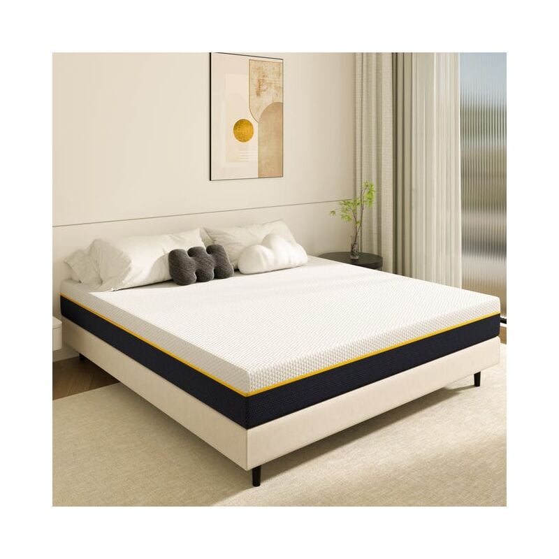 Dewinner - Matelas 140 x 190 cm à mémoire de forme Haut 17 cm, Matelas en Mousse à mémoire de Forme, éponge en fibre de charbon de bambou, Double