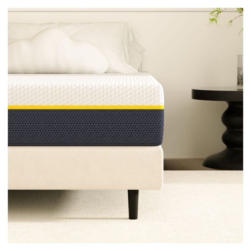 Dewinner - Matelas 140 x 200 cm à mémoire de forme Haut 17 cm, Matelas en Mousse à mémoire de Forme, éponge en fibre de charbon de bambou, Fermeté