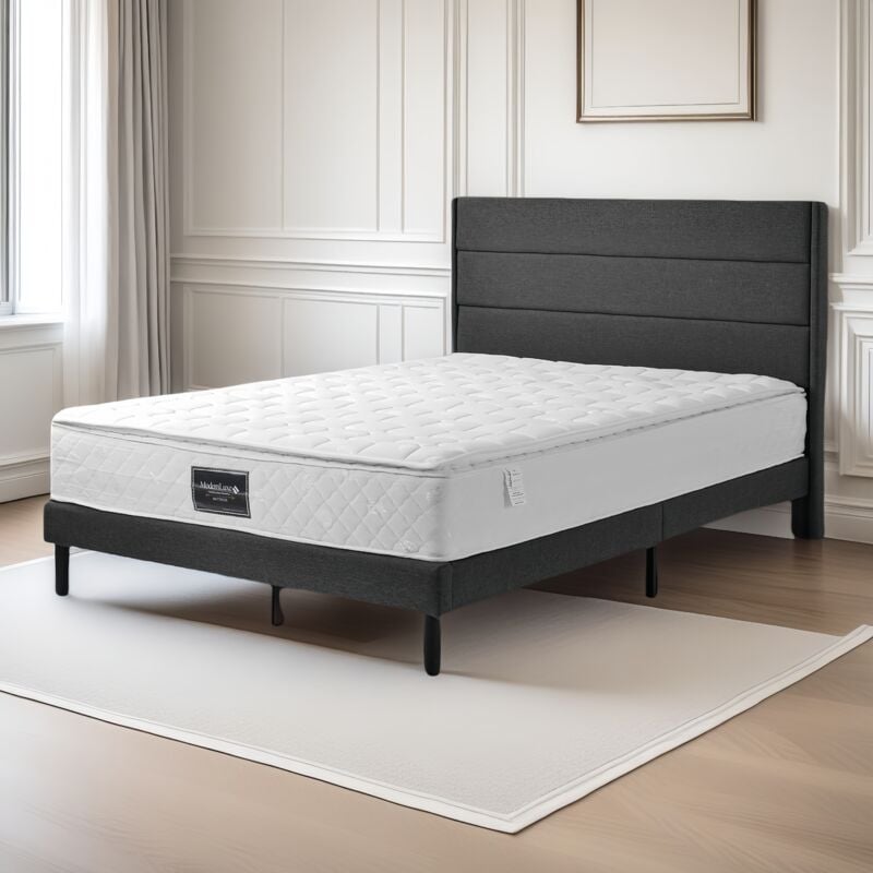 Matelas à ressorts 160 x 200 cm, 25 cm d'épaisseur, Matelas à ressorts ensachés 7 zones, fermeté modérée, confortable et respirant, matelas à