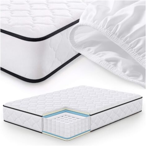 Matelas à ressorts ensachés 7 zones avec protège-matelas H3 140x200 cm