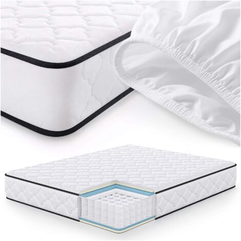 Matelas à ressorts ensachés 7 zones avec protège-matelas H3 160x200 cm