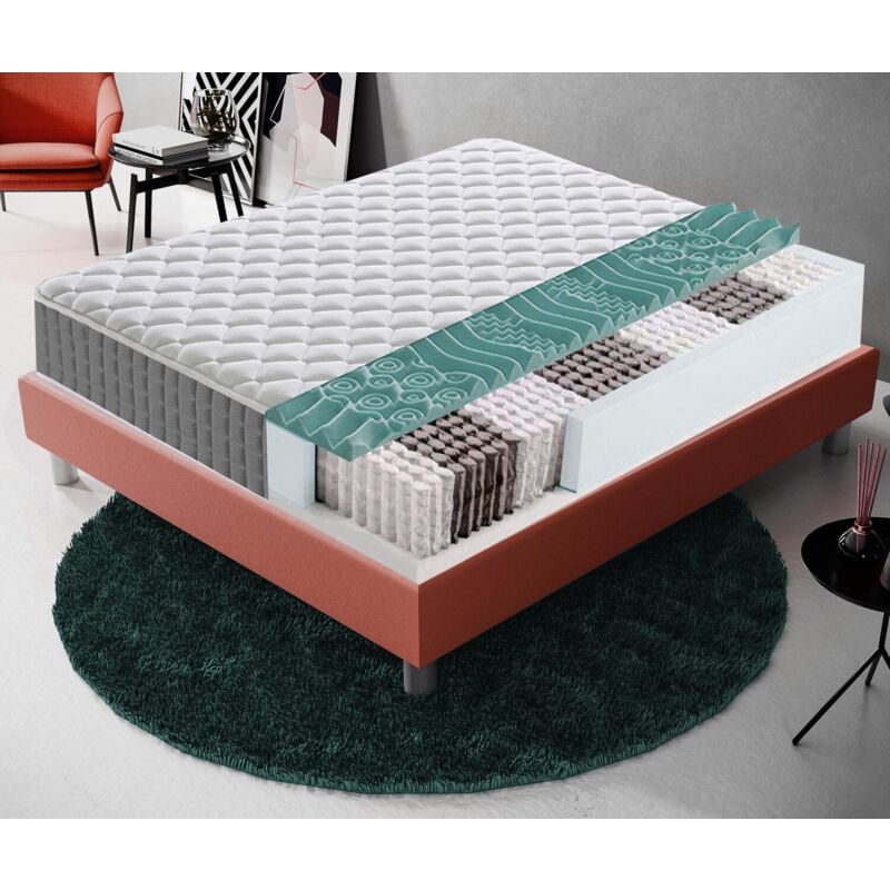 Matelas ressorts ensachés 160x190 cm accueil mémoire de forme - epaisseur 22 cm - modèle palermo