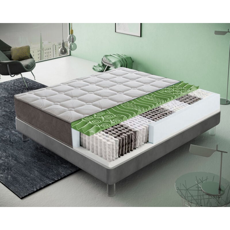 Matelas ressorts ensachés 90x200 cm accueil mémoire de forme epaisseur 25 cm