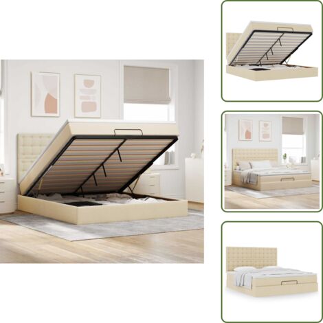 Matelas à ressorts ensachés - VidaXL Cadre de lit ottoman avec matelas crème 160x200 cm tissu - Surmatelas