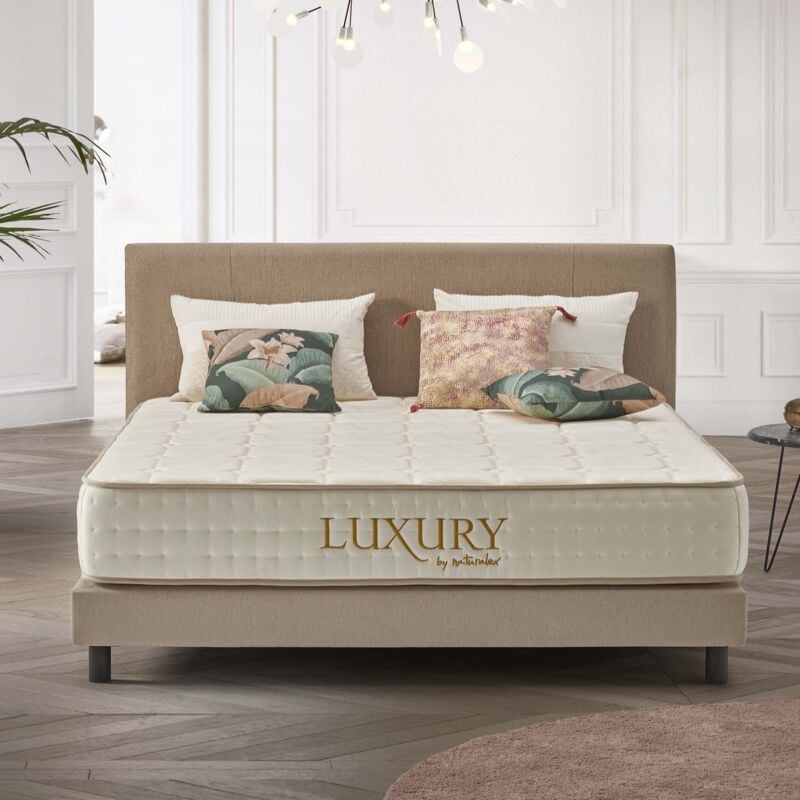 Naturalex - Matelas à Ressorts 140x190 cm - Luxury - Matelas Ressorts Ensachés Haut de Gamme, Multicouches Mousse à mémoire de forme hr + Blue Latex,