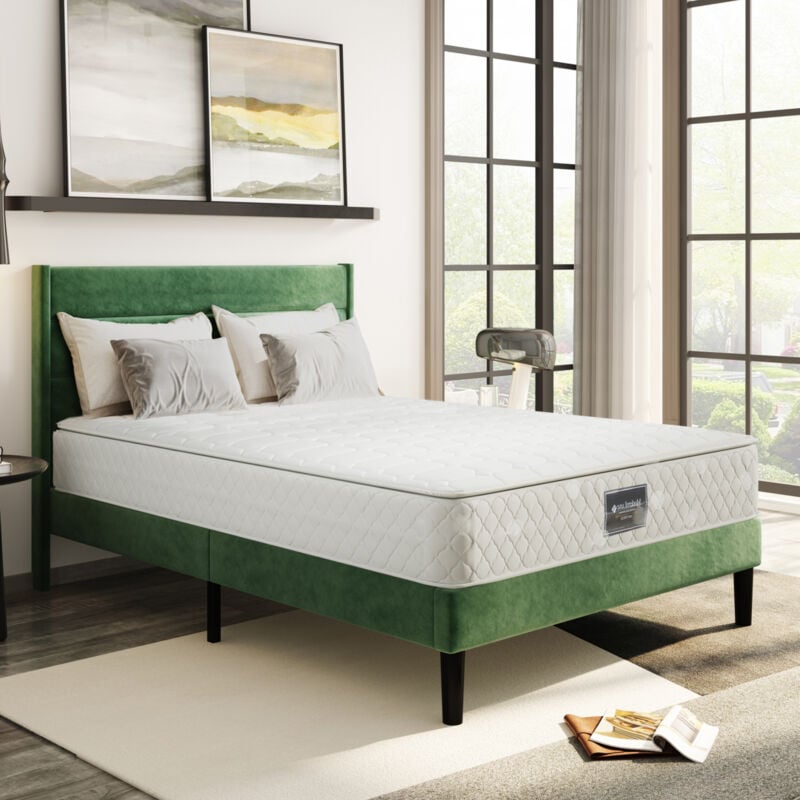 Matelas à ressorts, matelas mousse froide 7 zones, 160x200cm, 100 nuits de sommeil d'essai, niveau de dureté H3, hauteur 25 cm