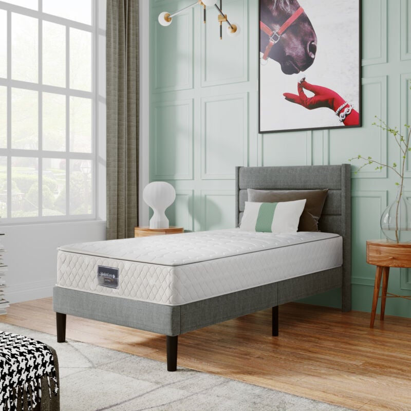 Matelas à ressorts, matelas mousse froide 7 zones, 90x200 cm, 100 nuits de sommeil d'essai, niveau de dureté H3, hauteur 25 cm