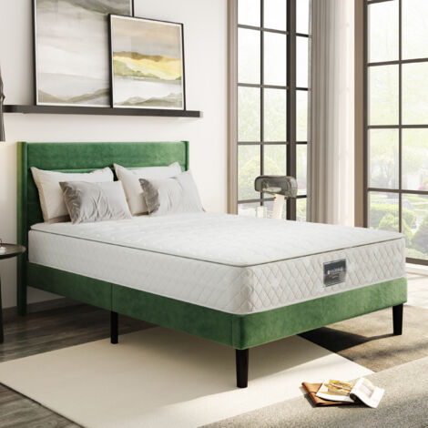 Matelas à ressorts, matelas mousse froide 7 zones, ressorts ensachés, 140x200 cm, 100% certifié Oeko-Tex sans substances nocives, surmatelas matelassé en microfibre, essai de sommeil 100 nuits, niveau