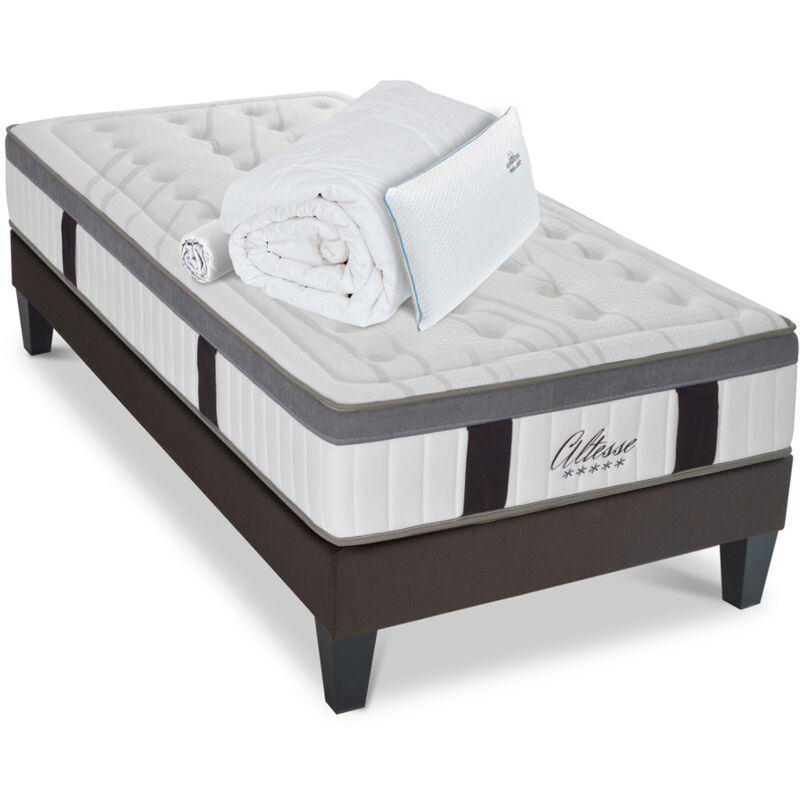 Matelas Altesse Mousse Haute densité Accueil Mémoire de forme+ sommier + accessoires - 90 x190 cm