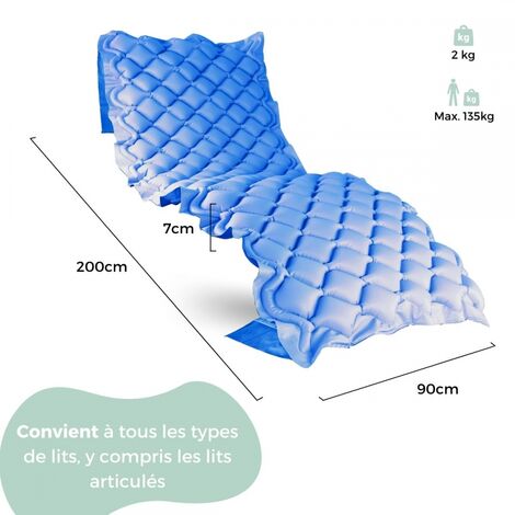 Matelas anti-escarres À air Avec compresseur PVC médical ignifuge 200x90x7cm 130 cellules Bleu Mobi 1 Mobiclinic