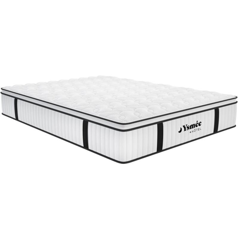 Matelas 180 x 200 cm anti-feu ressorts ensachés et surmatelas intégré ép.28cm - delice de ysmée hôtel