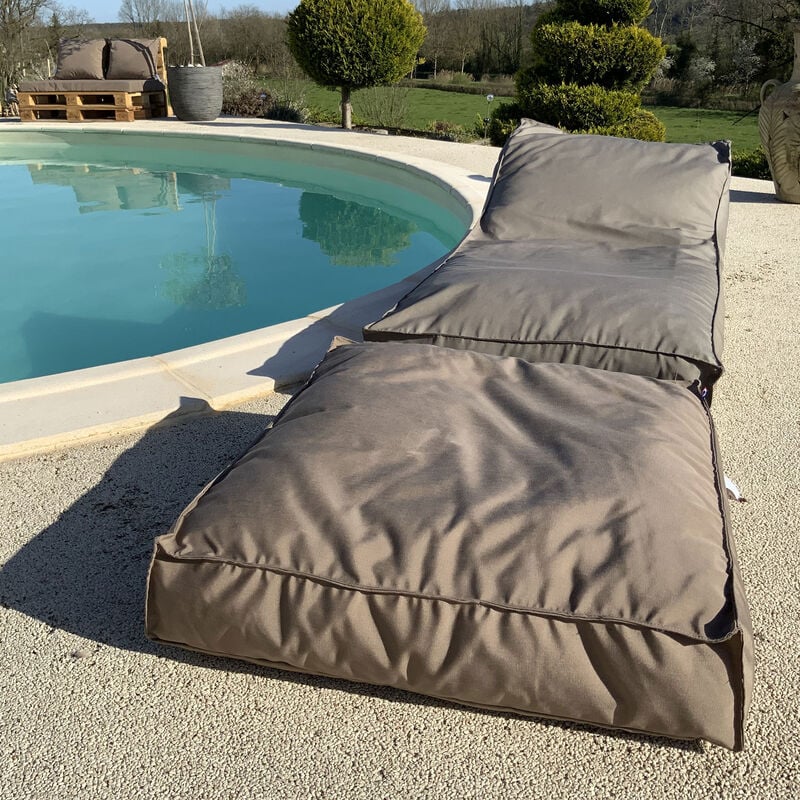 Matelas bain de soleil en microbille Taupe 160 x 65 cm - Taupe