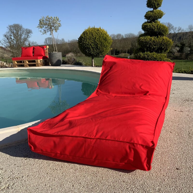 Matelas bain de soleil en microbille Rouge 160 x 65 cm - Rouge