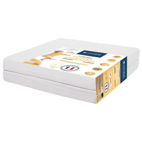 Matelas Bébé Pliant 2 Parties TINEO 60x120x7cm Essentiel Fabriqué En France - Garantie 5 ans