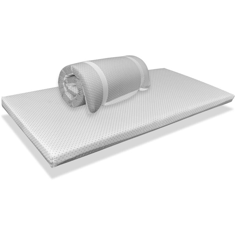 Xaluca - Matelas bebe Pliant pour lit de Voetage mimo 120X60 gris Epaisseur 5 cm -Dehoussable, lavable, Anti bacterien, facile transporter - dormalit