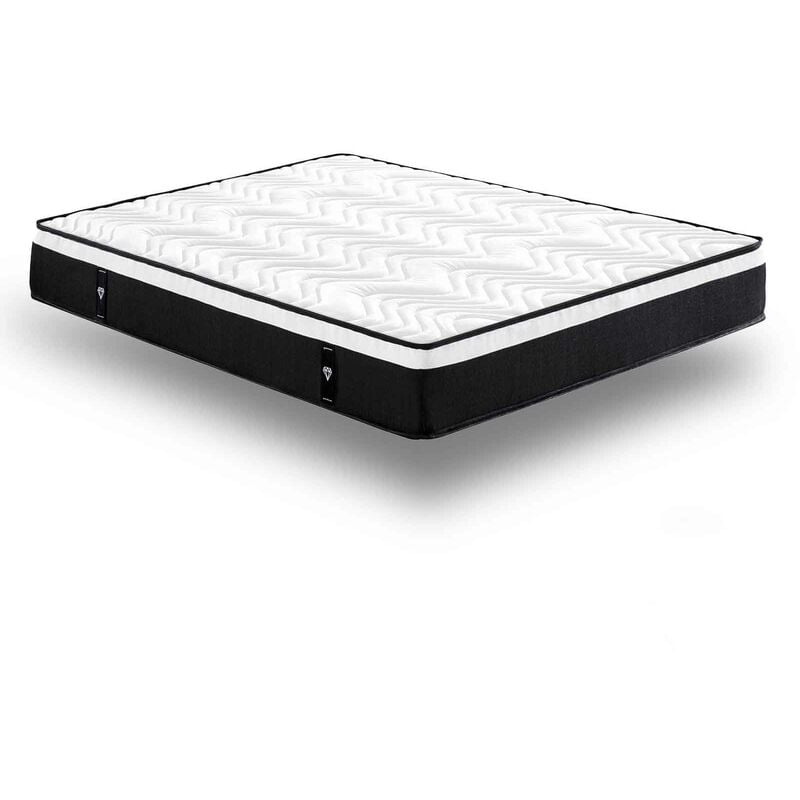 Matelas Black Diamond : Mousse à mémoire de forme et Ressorts ensachés - 24 cm - 160x200 cm