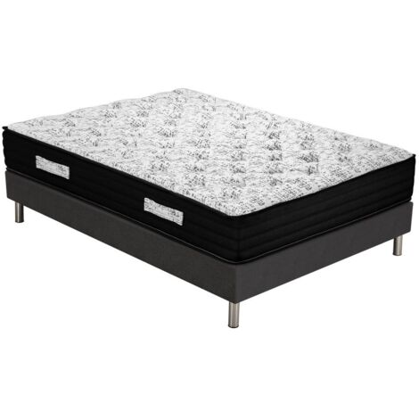 Matelas Black + sommier SR15 - 160x200 - Ressorts - Hauteur 26 cm - Très ferme
