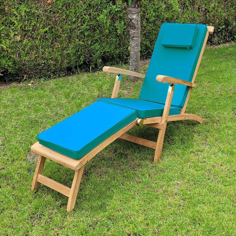 Matelas bleu canard pour chaise longue - Bleu