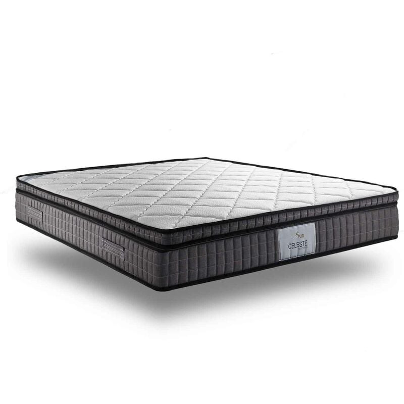 Sampur - Matelas Céleste : Mousse à mémoire de forme et Ressorts ensachés - 29 cm - 200x200 cm