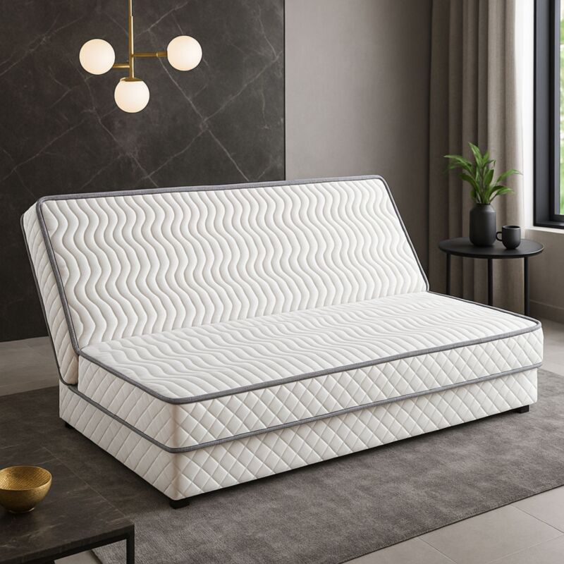 King Of Dreams - Matelas Clic Clac 10cm Ferme 130x190 Mousse Indéformable Tissu Renforcé + Protège Matelas + Oreiller Mémoire de Forme offerts