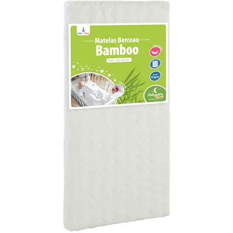 BABYSOM Matelas Cododo Bamboo - 90x40cm - Forme Rectangulaire - Déhoussable - Berceau - Fabrication Francaise