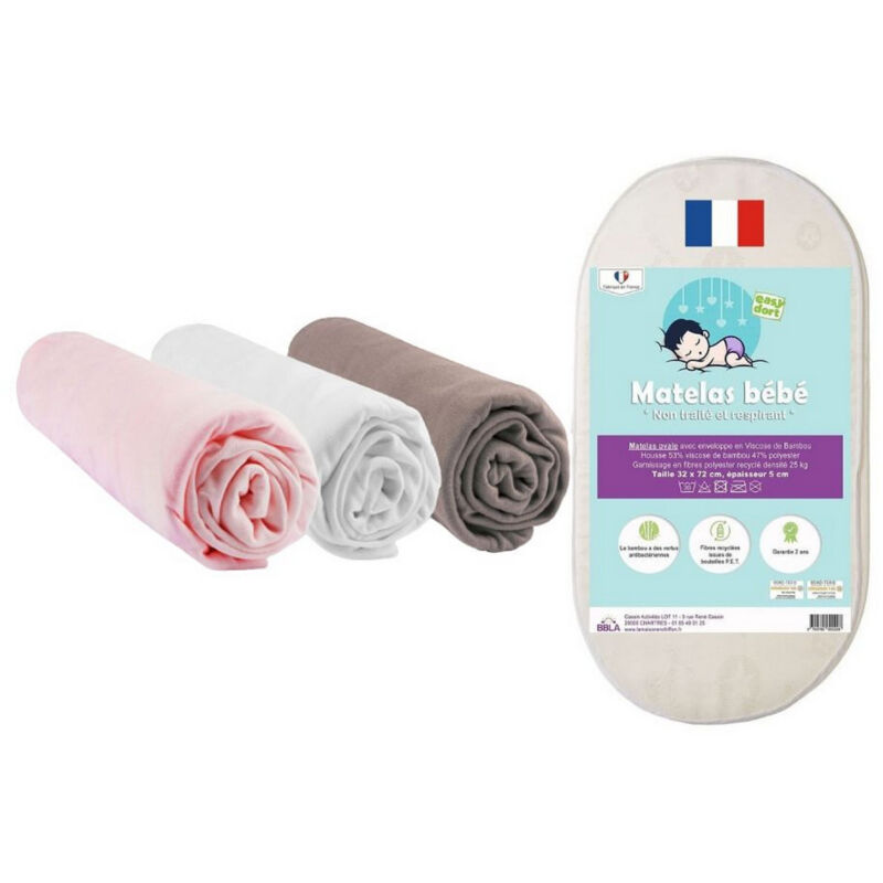 Bbla - Matelas Couffin 32x72 + 3 Draps housse