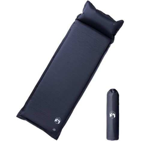 Matelas de camping autogonflant avec oreiller 1 personne gris