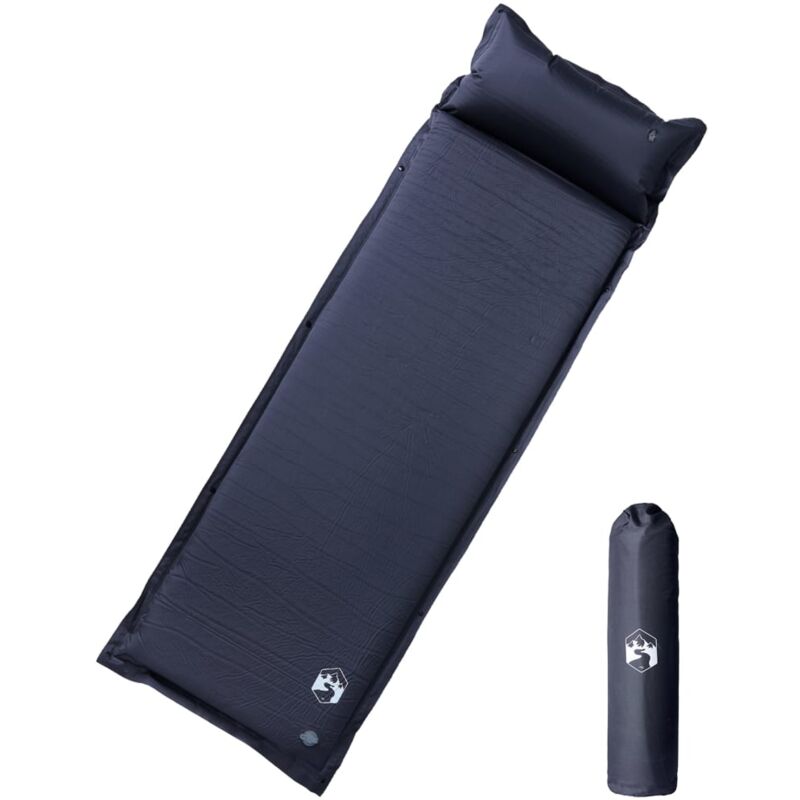 Vidaxl - Matelas de camping autogonflant avec oreiller 1 personne gris