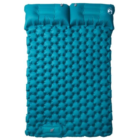 Matelas de camping autogonflant avec oreillers 2 personnes bleu CFW982622