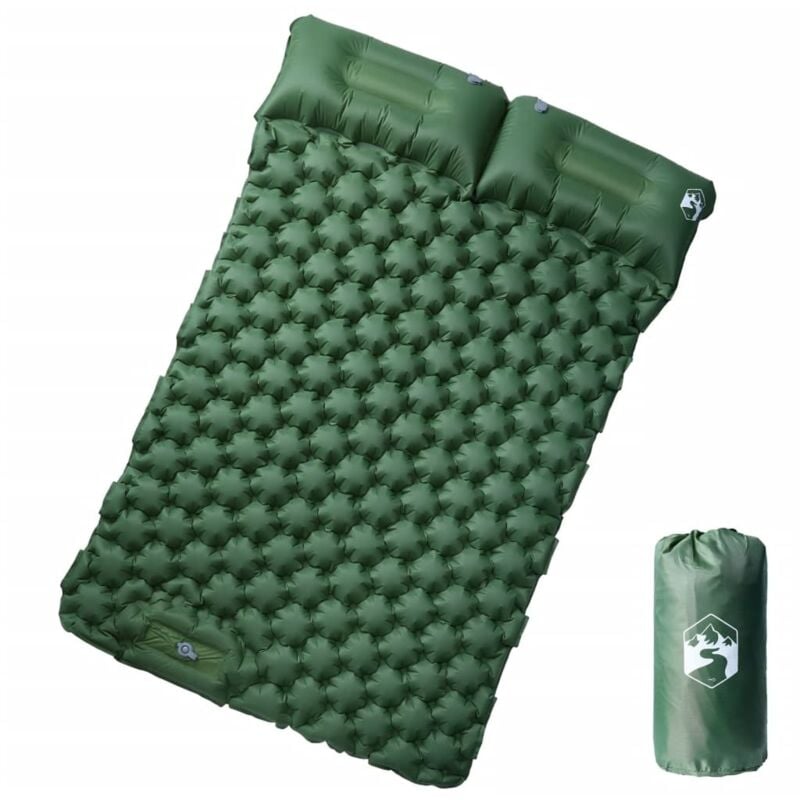 Vidaxl - Matelas de camping autogonflant avec oreillers 2 personnes vert