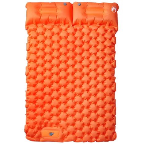 Matelas de camping autogonflant et oreillers 2 personnes orange CFW850622