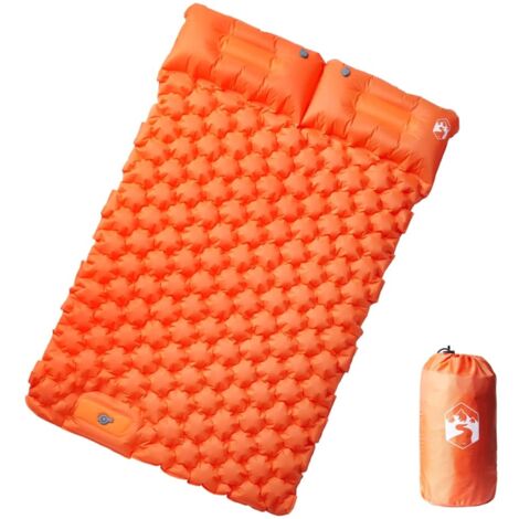 Matelas de camping autogonflant et oreillers 2 personnes orange vidaXL