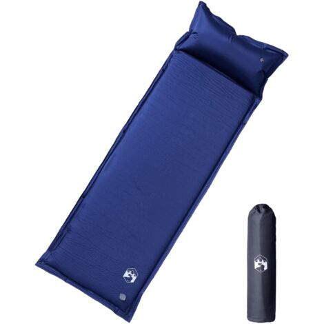 Matelas de camping autogonflant oreiller 1 personne bleu marine