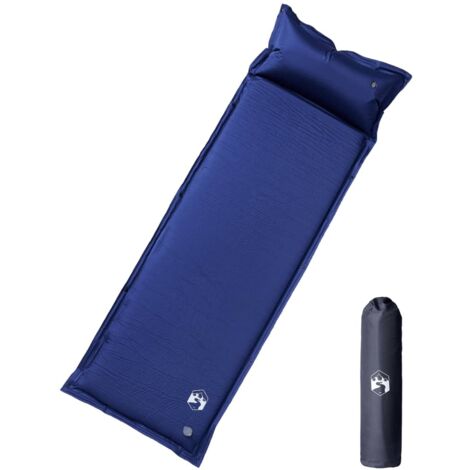 Matelas de camping autogonflant oreiller 1 personne bleu marine
