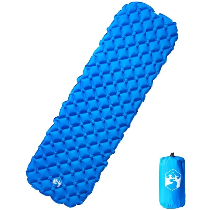 Matelas de camping gonflable 1 personne bleu 190x58x6 cm